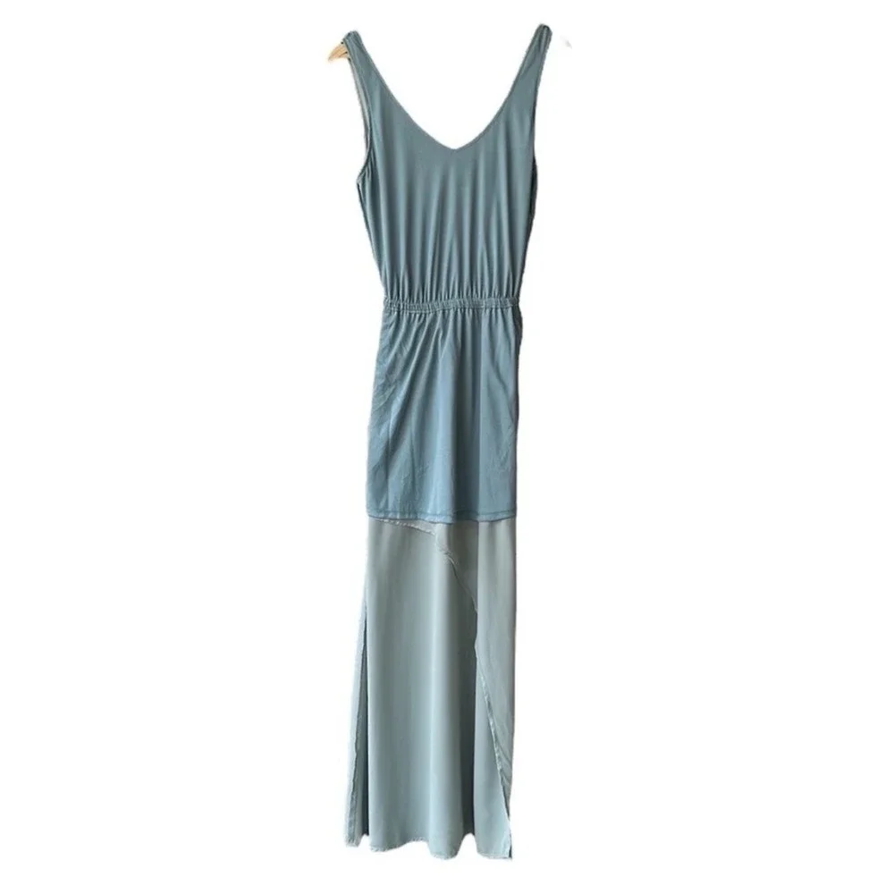Show Me Your Mumu Kendall Maxi Dress Sage Green V-Neck Wrap Slit Formal Sz Small